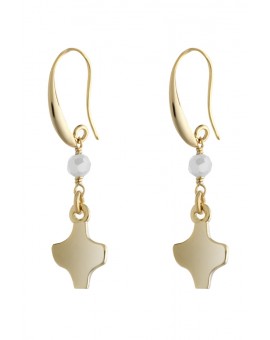 Gold White Crystal Earrings