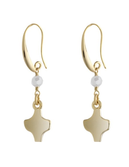 Gold White Crystal Earrings