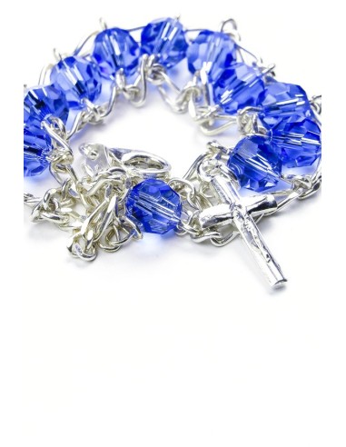 Double Chain Swarowski Blue Crystal Rosary Bracelet