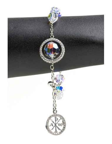 Swarowski Clear Crystal with Strass Ring Rosary Bracelet