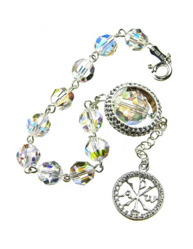 Swarowski Clear Crystal with Strass Ring Rosary Bracelet