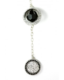 Swarowski Black Crystal with Strass Ring Rosary Bracelet