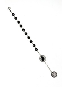 Swarowski Black Crystal with Strass Ring Rosary Bracelet