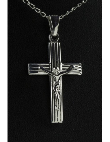 Sterling Silver Stripes Crucifix with chain 