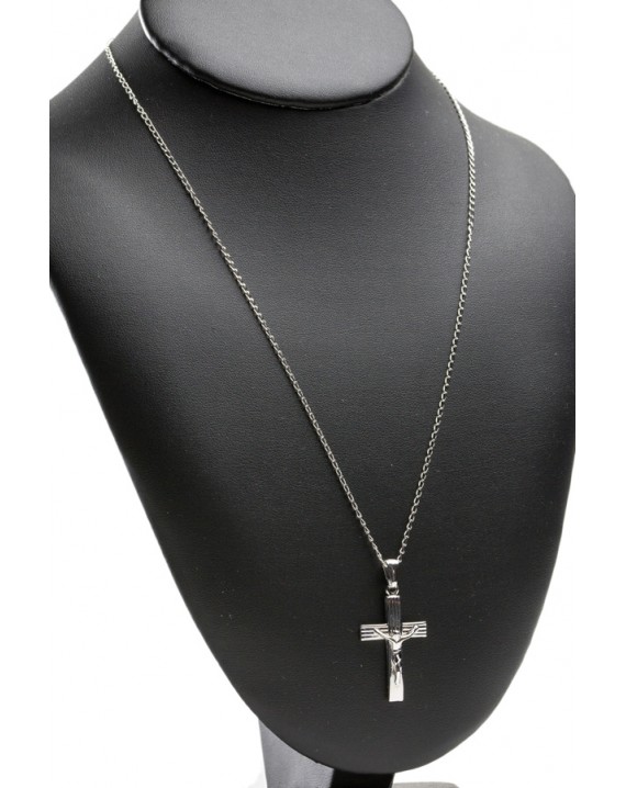 Sterling Silver Stripes Crucifix with chain 
