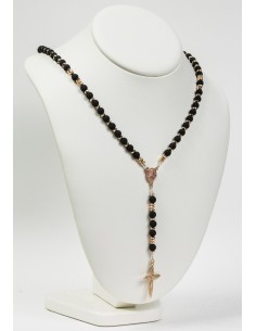Lava Black Beads and Silver Pink Gold Plated Lava Black Beads and Silver Pink Gold Plated