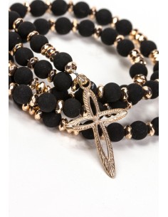 Lava Black Beads and Silver Pink Gold Plated Lava Black Beads and Silver Pink Gold Plated