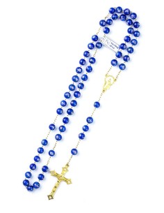 Deep Blue Murano Glass Rosary Gold Plated