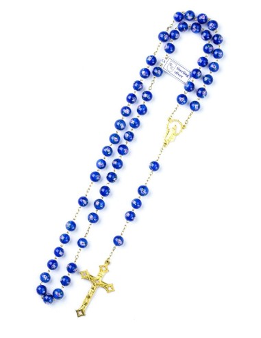 Deep Blue Murano Glass Rosary Gold Plated