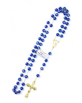 Blue Murano Glass Rosary 6mm Gold Plated