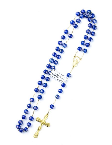 Gold Plated Blue Murano Glass Rosary Gold Plated Blue Murano Glass Rosary