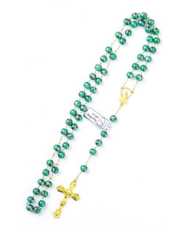 Green Murano Glass Rosary 6mm Gold Plated