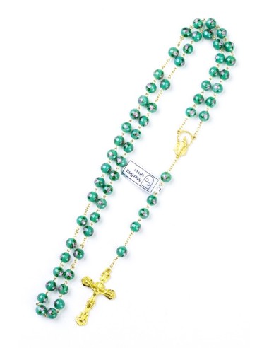 Green Murano Glass Rosary 6mm Gold Plated