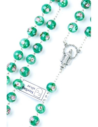 Green Murano glass Rosary