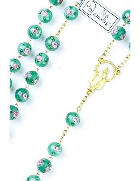Green Murano Glass Rosary 6mm Gold Plated Green Murano Glass Rosary 6mm Gold Plated