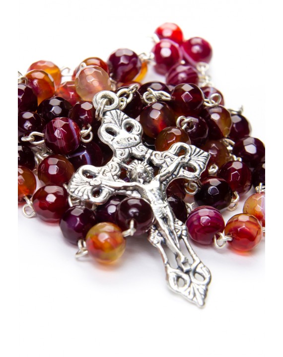 Cornelian Faceted Variegate Rosary 6mm beads