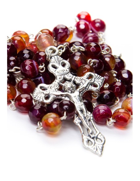 Cornelian Faceted Variegate Rosary 6mm beads Cornelian Faceted Variegate Rosary 6mm beads