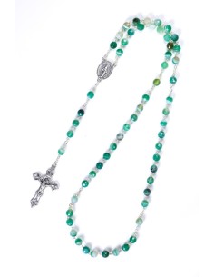 Faceted Variegate Green Agate Rosary