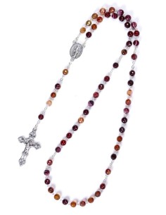 Cornelian Faceted Variegate Rosary 6mm beads