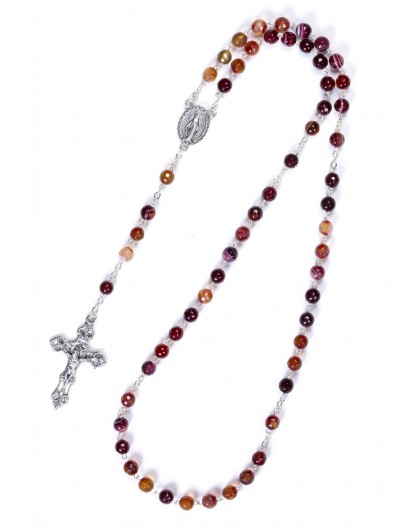 Cornelian Faceted Variegate Rosary 6mm beads