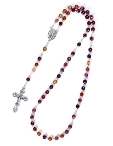 Cornelian Faceted Variegate Rosary 6mm beads