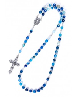Faceted Blue Variegate Agate Rosary