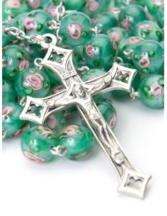 Green Murano glass Rosary