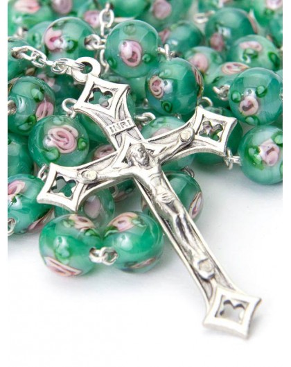 Green Murano glass Rosary
