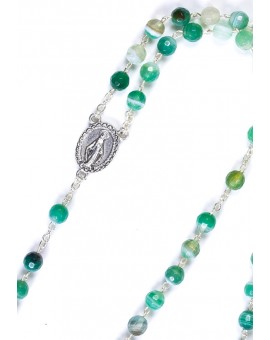 Faceted Variegate Green Agate Rosary