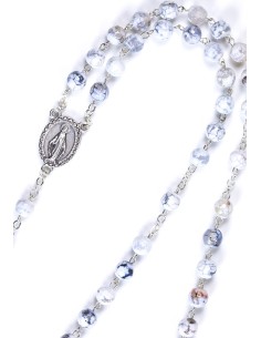 Faceted White Variegate Agate Rosary Faceted White Variegate Agate Rosary