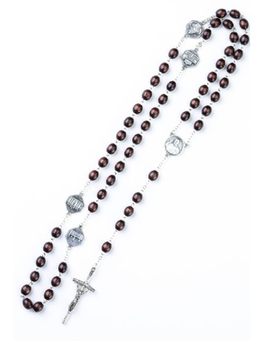 Pope Francis Four Basilicas Wood Rosary