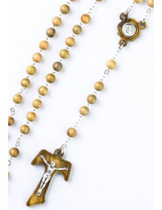 Tau Crucifix Ulive Wood Rosary with Pope Francis