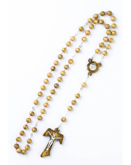 Tau Crucifix Ulive Wood Rosary with Pope Francis