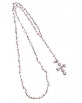 Circle Pearls Crucifix - Pearls and Swarovski Neclace