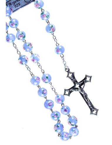 Sky Blue Murano Glass Rosary 