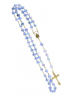 Sky Blue Murano Glass Rosary 6mm Gold Plated