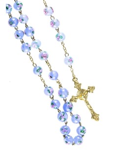 Sky Blue Murano Glass Rosary 6mm Gold Plated Sky Blue Murano Glass Rosary 6mm Gold Plated