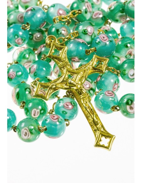 Green Murano Glass Rosary shine Gold Plated Green Murano Glass Rosary shine Gold Plated