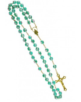 Green Murano Glass Rosary shine Gold Plated