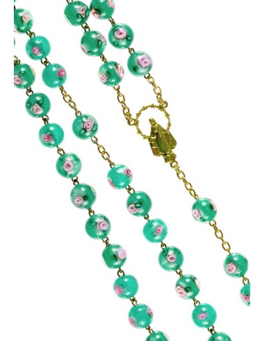 Green Murano Glass Rosary shine Gold Plated