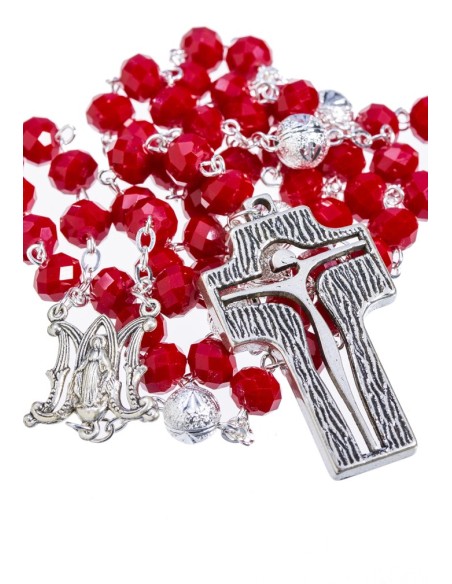 Crystal and Silver Paters design Rosary - red Crystal and Silver Paters design Rosary - red