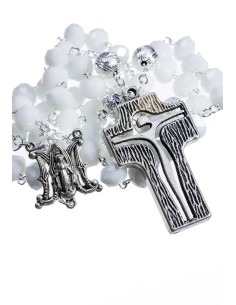 Crystal and Silver Paters design Rosary - white Crystal and Silver Paters design Rosary - white