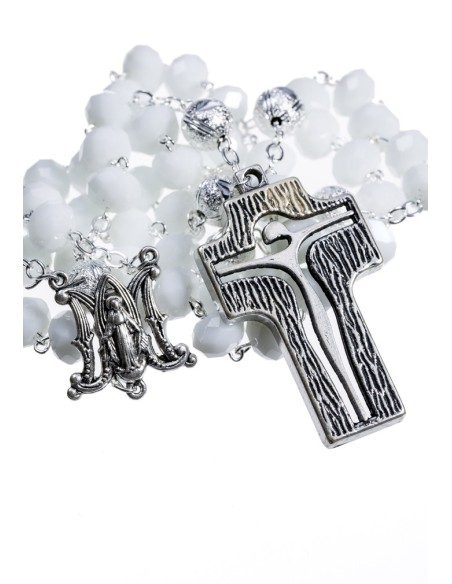 Crystal and Silver Paters design Rosary - white Crystal and Silver Paters design Rosary - white
