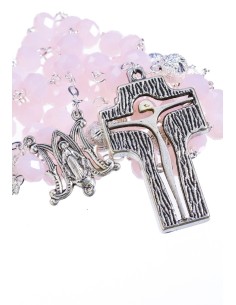 Crystal and Silver Paters design Rosary - pink