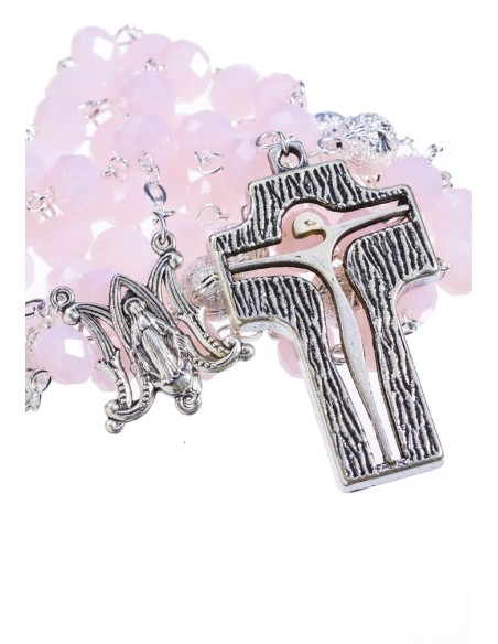 Crystal and Silver Paters design Rosary - pink