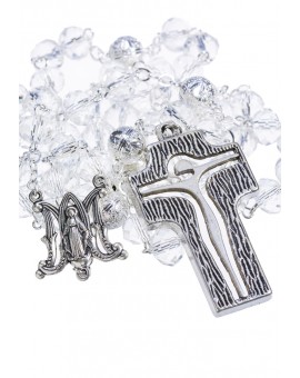 Crystal and Silver Paters design Rosary - transparent