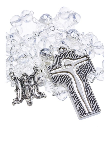 Crystal and Silver Paters design Rosary - transparent Crystal and Silver Paters design Rosary - transparent