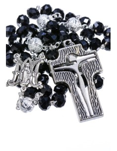 Crystal and Silver Paters design Rosary - black