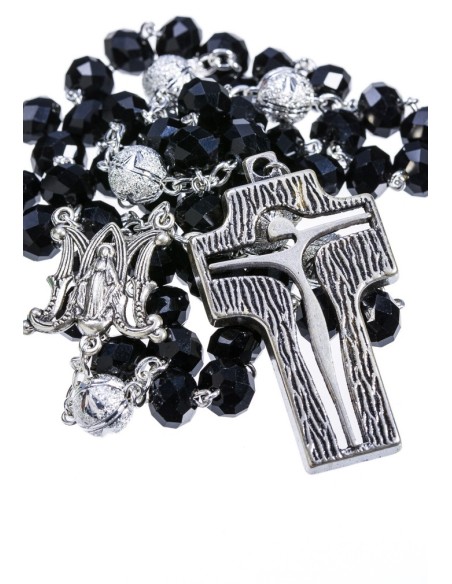 Crystal and Silver Paters design Rosary - black Crystal and Silver Paters design Rosary - black