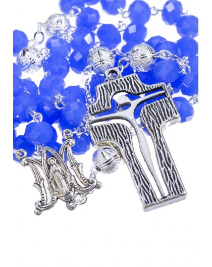 Crystal and Silver Paters design Rosary - cobalt